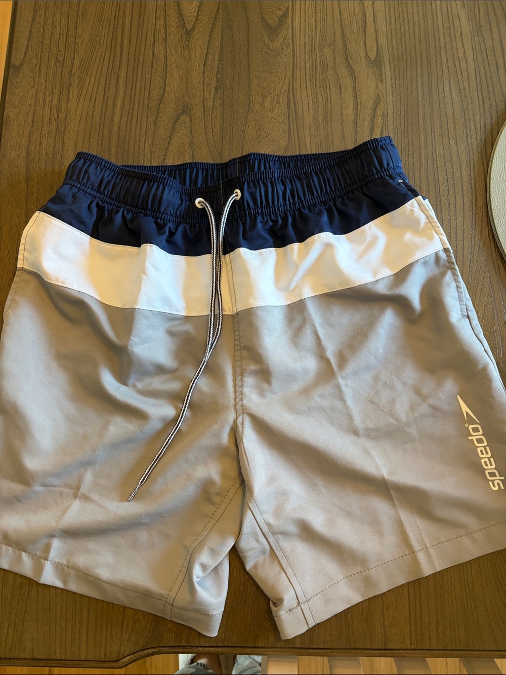 Speedo Men’s Navy, White & Gray Athletic Swim Shorts